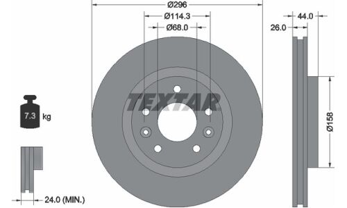 Диск тормозной с покрытием PRO | перед Textar, арт. 92274203