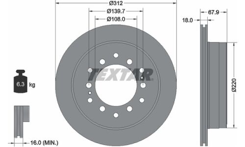 Диск тормозной с покрытием PRO | зад Textar, арт. 92231003