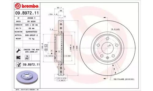 Диск тормозной Brembo, арт. 09B97211