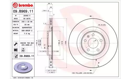 Диск тормозной Brembo, арт. 09B96911