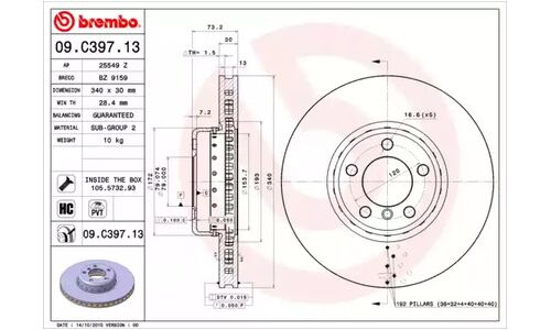 Диск тормозной Brembo Composite, арт. 09C39713