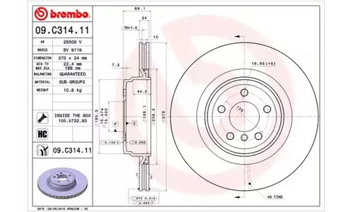 Диск тормозной Brembo, арт. 09C31411