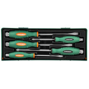 Набор отвёрток ударных Jonnesway, шлицевые (SL6.5, SL8, SL9.5) и крестовые (PH2, PH3), стержни 100, 125, 150, 175мм, 5 предметов, арт. D70105SC