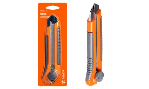 Нож канцелярский Airline, с выдвижным сменным лезвием 25мм, арт. AT-SOK-03