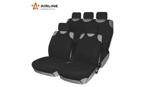Чехлы-майки Airline F1k для передних и задних сидений, полиэстер, черный цвет, 8 предметов