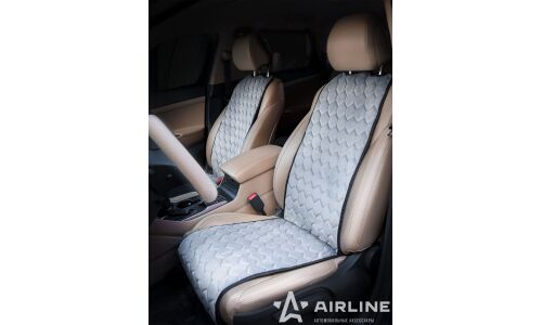 Накидки Airline Алькантара для передних сидений, полиэстер, серый цвет, 2 предмета