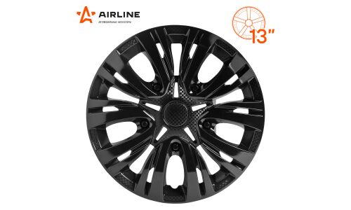 Колпаки на колеса Airline Лион, 13", черные глянцевые, под карбон, 2шт, арт. AWCC-13-04