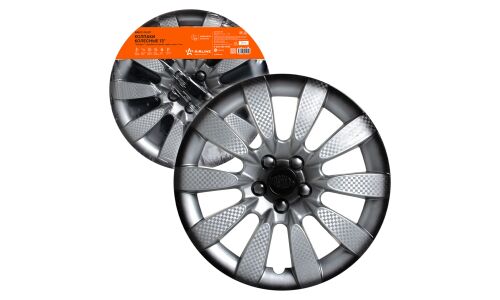 Колпаки на колеса Airline Торнадо +, 13", серебристо-черные, под карбон, 2шт, арт. AWCC-13-07