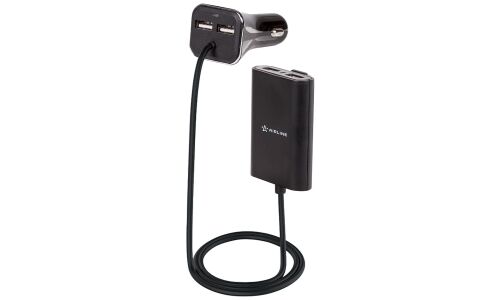 Зарядное устройство в прикуриватель Airline, 12/24В, 2xUSB (5В, 1/2.1А) + 2xUSB (5В, 2.1A), кабель 180см, чёрное, арт. ACH-4U-16