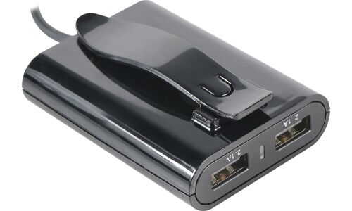 Зарядное устройство в прикуриватель Airline, 12/24В, 2xUSB (5В, 1/2.1А) + 2xUSB (5В, 2.1A), кабель 180см, чёрное, арт. ACH-4U-16