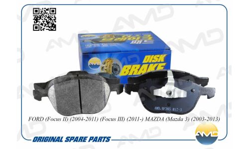 Колодки тормозные дисковые AMD, передние, комплект на ось (4 шт), арт. AMD.BF385