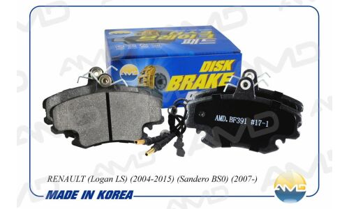 Колодки тормозные дисковые AMD, передние, комплект на ось (4 шт), арт. AMD.BF391