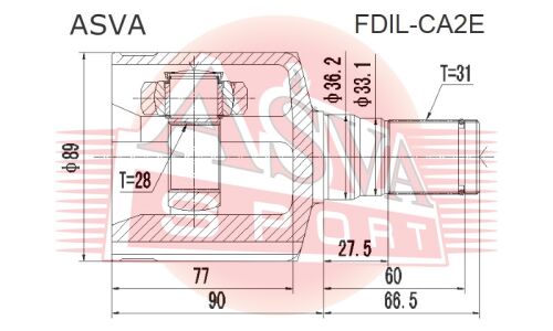 ШРУС Asva, передний, левый, внутренний, арт. FDIL-CA2E