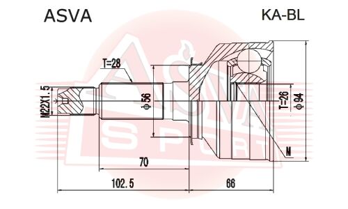 ШРУС Asva, наружный, для KIA Sorento, арт. KA-BL