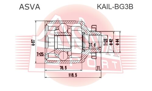 ШРУС Asva внутренний, арт. KAIL-BG3B