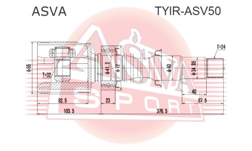 ШРУС Asva, передний, правый, внутренний, для Toyota Camry, арт. TYIR-ASV50