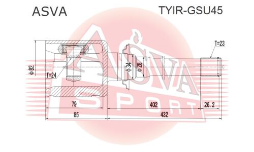 ШРУС Asva, внутренний, арт. TYIR-GSU45