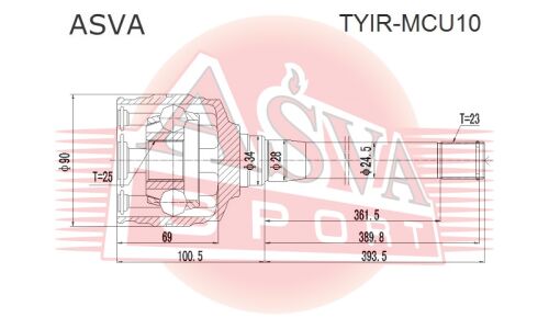 ШРУС Asva, внутренний, для Toyota Harrier, Lexus RX300, арт. TYIR-MCU10