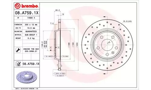 Диск тормозной Brembo, арт. 08A7591X