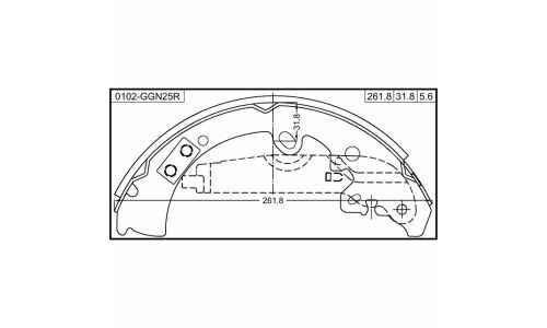 Колодки тормозные барабанные Febest, комплект на ось (4 шт), арт. 0102-GGN25R