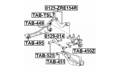 Болт регулировочный (эксцентрик) Febest 0129-014, для Toyota/Lexus (OEM 48409-42030)