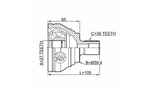 Шрус наружный 27x59.3x36 | перед прав/лев Febest, арт. 2310-B6