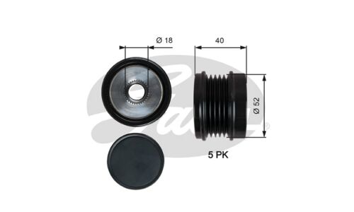 Шкив генератора с обгонной муфтой Gates, арт. OAP7209