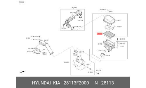 Фильтр воздушный Hyundai/Kia, арт. 28113-F2000