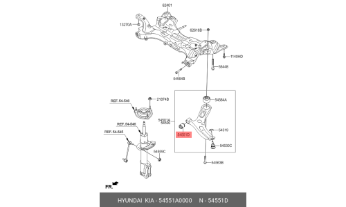 Сайлентблок переднего рычага Hyundai/Kia, арт. 54551-A0000
