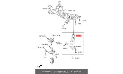 Сайлентблок переднего рычага Hyundai/Kia, арт. 54584A0000