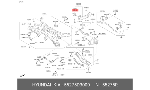 Сайлентблок Hyundai/Kia, задний, правый, арт. 55275D3000