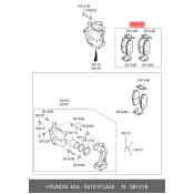 Колодки тормозные дисковые Hyundai/KIA, комплект на ось (4 шт), арт. 58101-F2A00