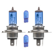 Лампа галогенная Narva Range Power White H4 (P43t, T16), 12В, 100/90Вт, 4500К, + W5W (W2.1x9.5d, T10), 12В, 5Вт, комплект 2+2 шт, арт. 98015