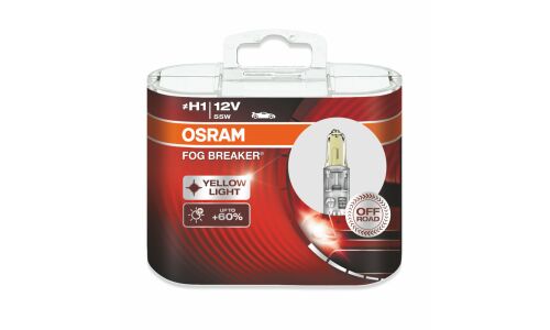 Лампа галогенная Osram Fog Breaker H1 (P14.5s, T8), 12В, 55Вт, 2600К, комплект 2 шт, арт. 62150FBR-HCB