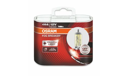 Лампа галогенная Osram Fog Breaker H4 (P43t, T16), 12В, 60/55Вт, 2600К, комплект 2 шт, арт. 62193FBR-HCB