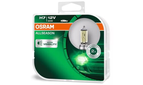 Лампа галогенная Osram Allseason H7 (PX26d, T11), 12В, 55Вт, 3000К, комплект 2 шт, арт. 64210ALL-HCB
