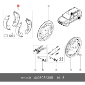Колодки тормозные барабанные Renault, комплект на ось (4 шт), арт. 440605238R