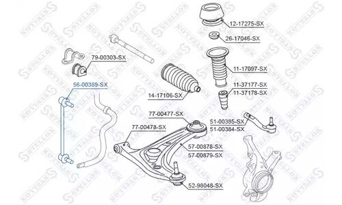 Тяга стабилиз. пер. Toyota Yaris 1.0-1.3 | перед Stellox, арт. 56-00389-SX