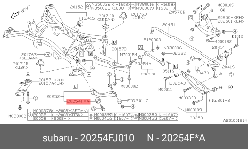 Сайлентблок рычага подвески | перед прав Subaru, арт. 20254FJ010