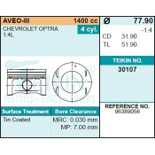Поршень без колец chevrolet/daewoo f14d3 d77.9 std Teikin, арт. 30107STD