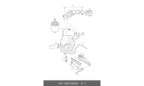 Фильтр воздушный VAG, арт. 8W0133843A