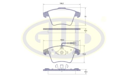 Колодки тормозные дисковые GUD, передние, комплект на ось (4 шт), арт. GBP104511