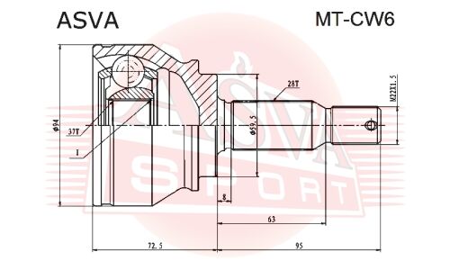 ШРУС Asva, внешний, арт. MT-CW6