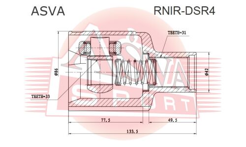 ШРУС Asva, внутренний, арт. RNIR-DSR4