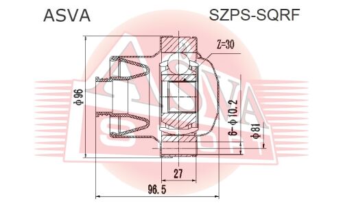 ШРУС карданного вала Asva, арт. SZPS-SQRF