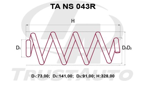 Пружина подвески усиленная TANS043R TRUSTAUTO