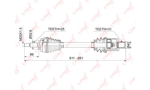 Привод в сборе LYNXauto, передний, правый, арт. CD-1022