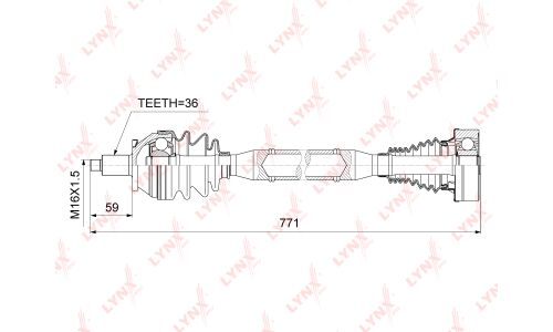 Привод в сборе LYNXauto, передний, правый, арт. CD-1025
