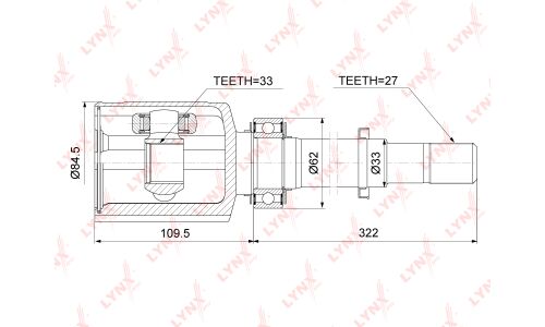 ШРУС LYNXauto, внутренний, арт. CI-3754