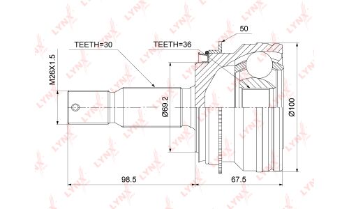 ШРУС LYNXauto, внешний, арт. CO-3894A